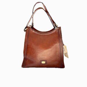 Gianni Conti Cinzia Convertible Shoulder Bag, Detach Xbody Strap Cognac Leather
